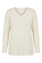 Plus Size Ecru Knit Sweater with Distressed Details