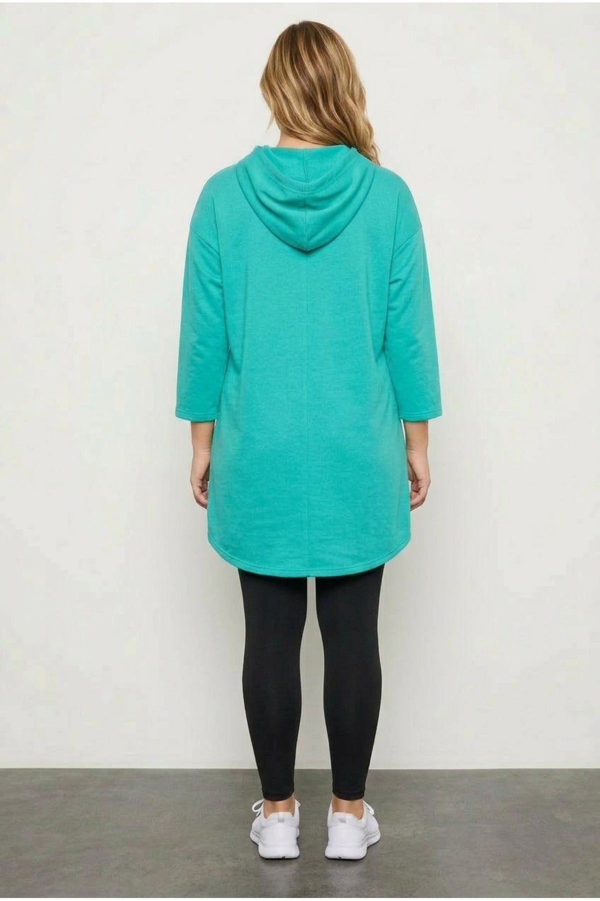 Plus Size Long Sleeve Hooded Sequin Tunic