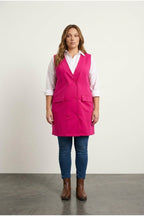 Plus Size Sleeveless Front Buttoned Pocket-Detailed Cardigan