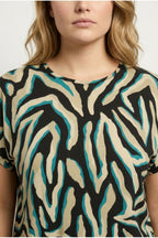 Plus Size Crew Neck Short Sleeve Zebra Print Blouse