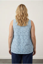 Plus Size V-Neck Sleeveless Lace Detailed Unlined Blouse