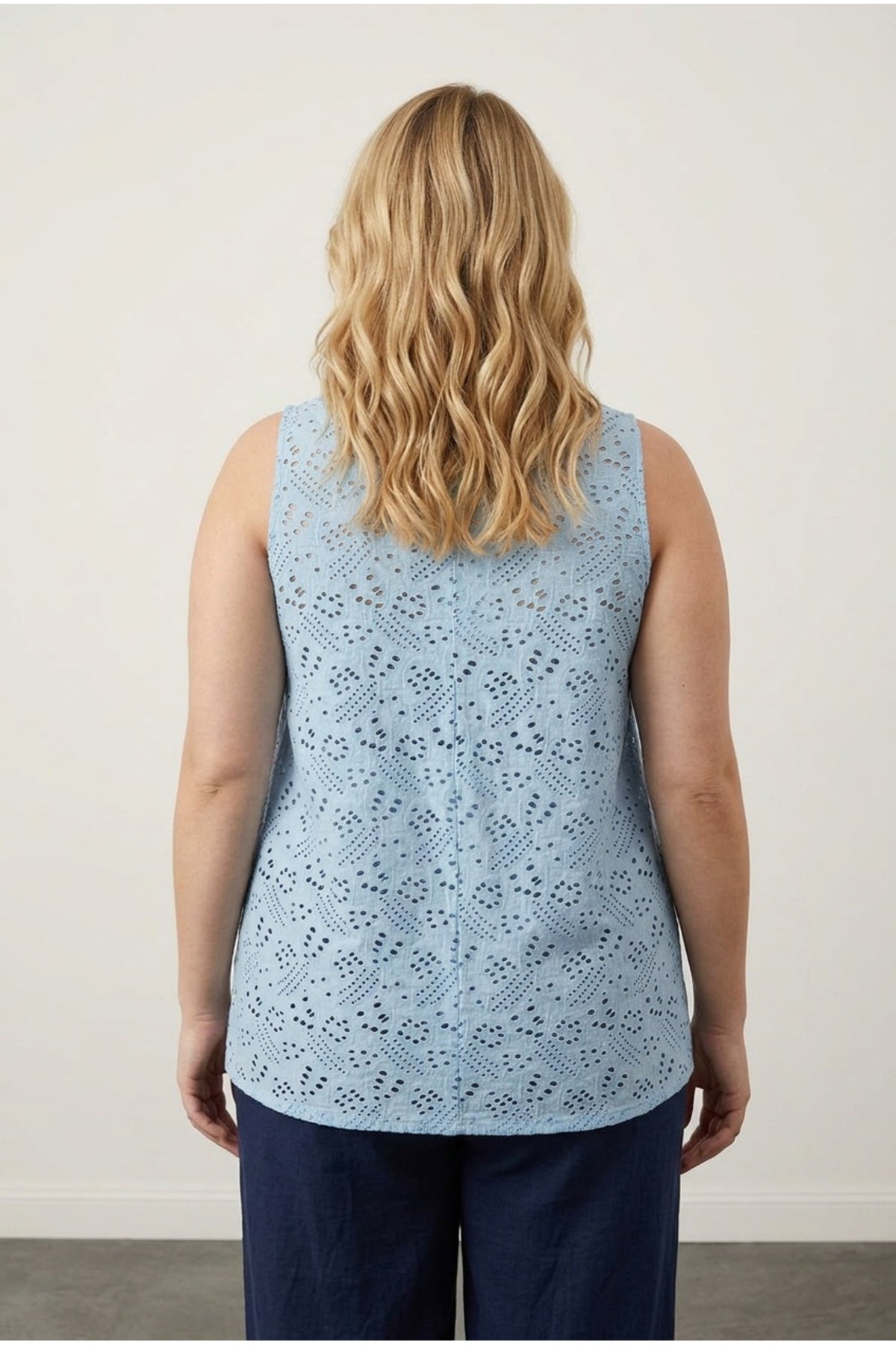 Plus Size V-Neck Sleeveless Lace Detailed Unlined Blouse