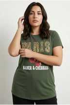 Plus Size Crew Neck Short Sleeve Shiny Printed T-shirt