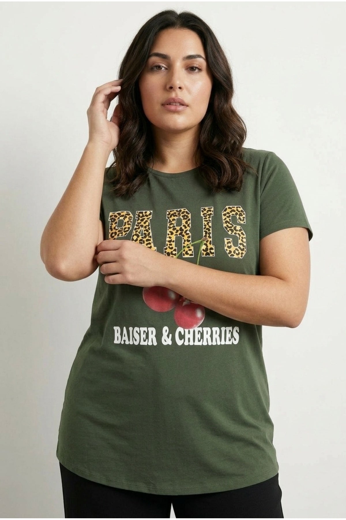 Plus Size Crew Neck Short Sleeve Shiny Printed T-shirt