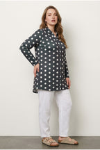 Plus Size Polka Dot Long Sleeve Stretchy Fabric Polyester Shirt