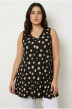 Plus Size V-Neck Sleeveless Polka Dot T-shirt