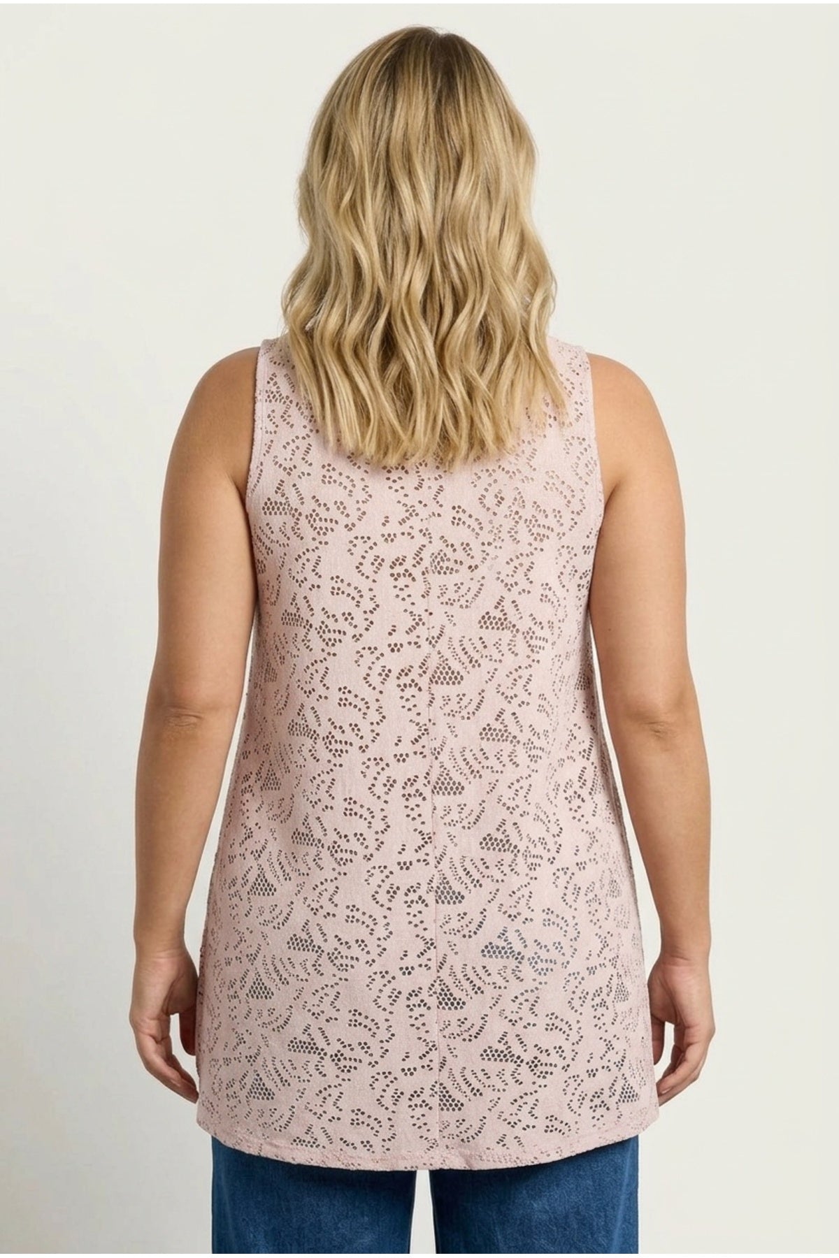 Plus Size V-Neck Sleeveless Unlined Lace Blouse