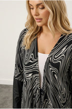 Plus Size Long Sleeve Leather Detailed Open Front Cardigan