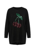 Plus Size Long Sleeve Crew Neck Sequin Tunic