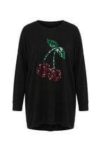 Plus Size Long Sleeve Crew Neck Sequin Tunic