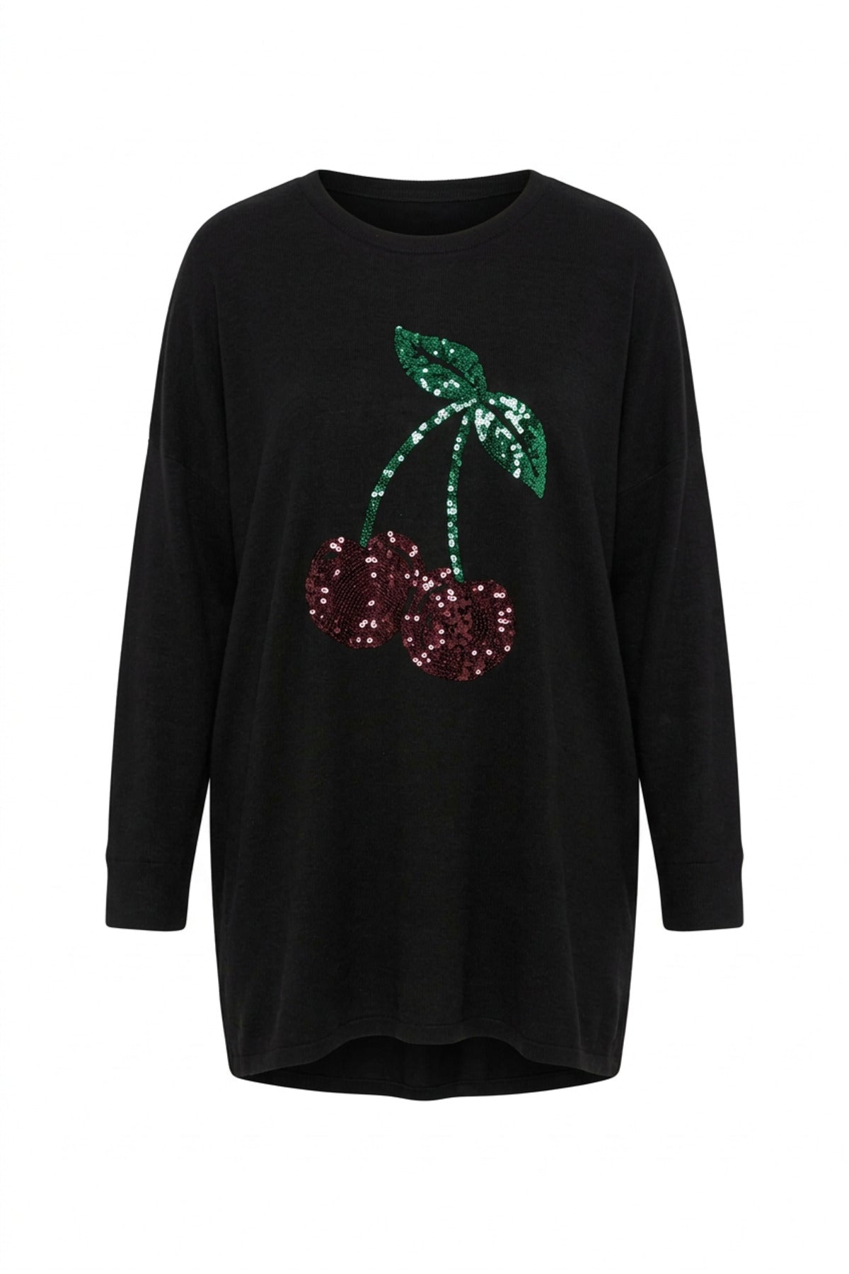 Plus Size Long Sleeve Crew Neck Sequin Tunic