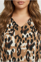 Plus Size Shirt Collar Half Sleeve Asymmetrical Hem Cut Long Blouse