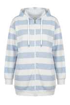 Plus Size Long Sleeve Hooded Pocketed Zip-up Cardigan