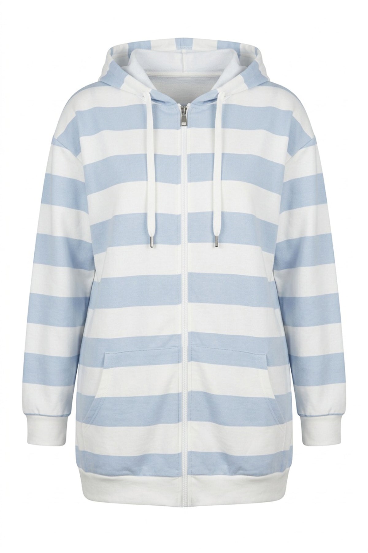 Plus Size Long Sleeve Hooded Pocketed Zip-up Cardigan