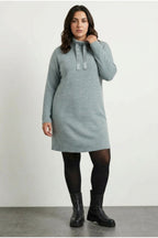 Plus Size Long Sleeve Hooded Soft Textured Sweatshirt Dress
