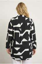 Plus Size Long Sleeve Abstract Patterned Long Shirt