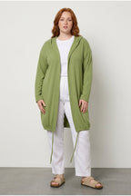 Plus Size Open Front Hooded Long Cardigan with Stretchy Fabric