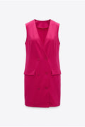 Plus Size Sleeveless Front Buttoned Pocket-Detailed Cardigan