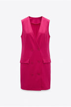 Plus Size Sleeveless Front Buttoned Pocket-Detailed Cardigan