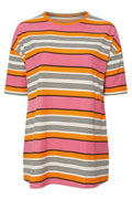 Plus Size Striped T-shirt with Slit Detail