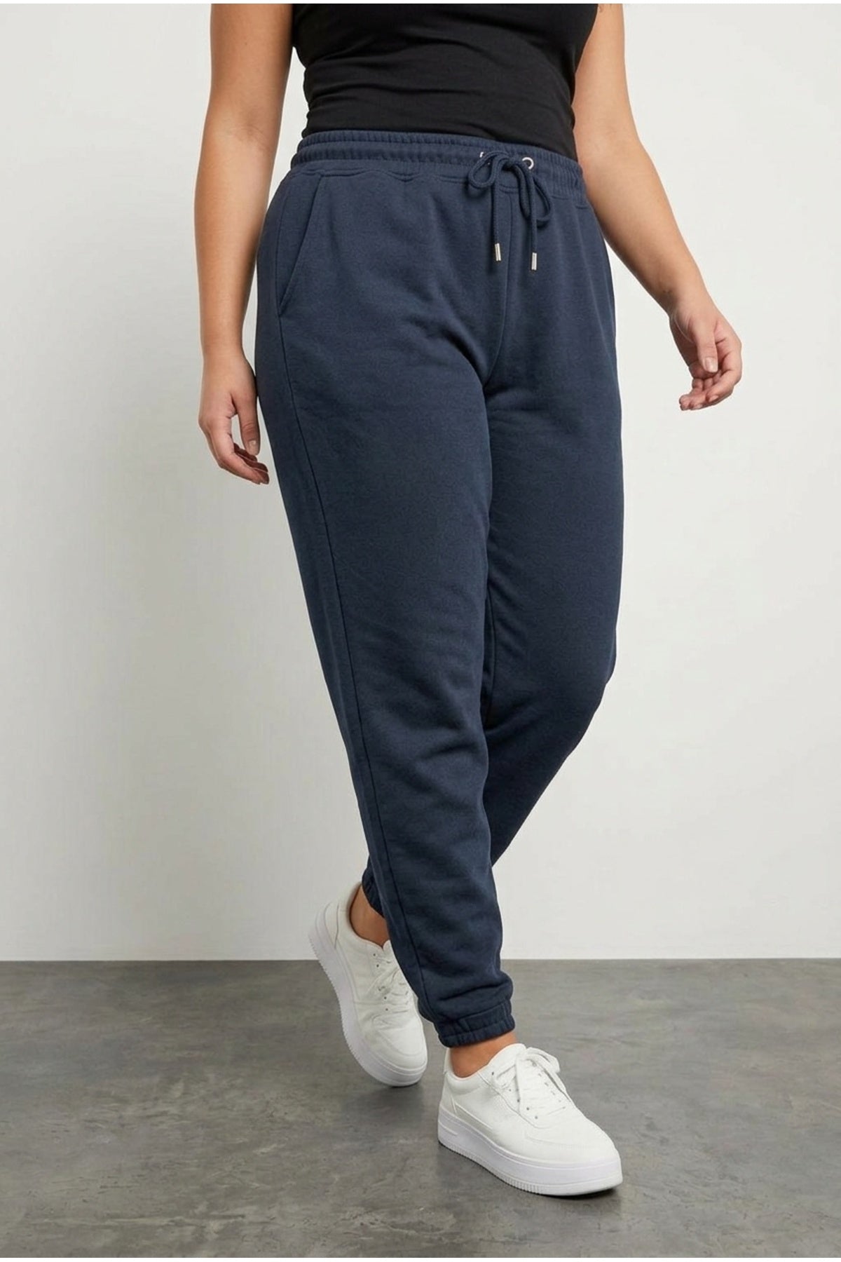 Plus Size Jogger Sweatpants with Elastic Waist and Cuffs, Tapered Leg, and Pockets