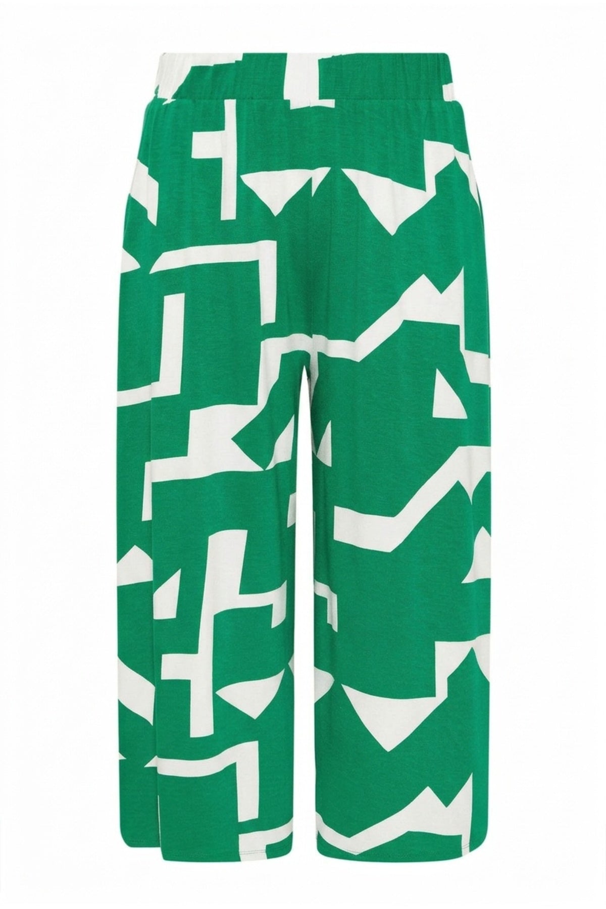 Plus Size High Waist Elasticated With Pockets Wide Leg Capri Pants