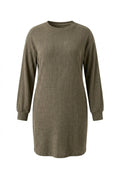 Plus Size Long Sleeve Crew Neck Straight Cut Dress