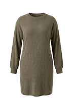 Plus Size Long Sleeve Crew Neck Straight Cut Dress