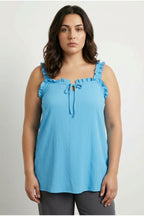 Tie-Front Ruffled Strappy Blouse