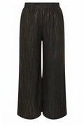 Plus Size Wide Leg Shimmering Striped Stretchy Pants with Pockets