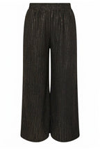 Plus Size Wide Leg Shimmering Striped Stretchy Pants with Pockets