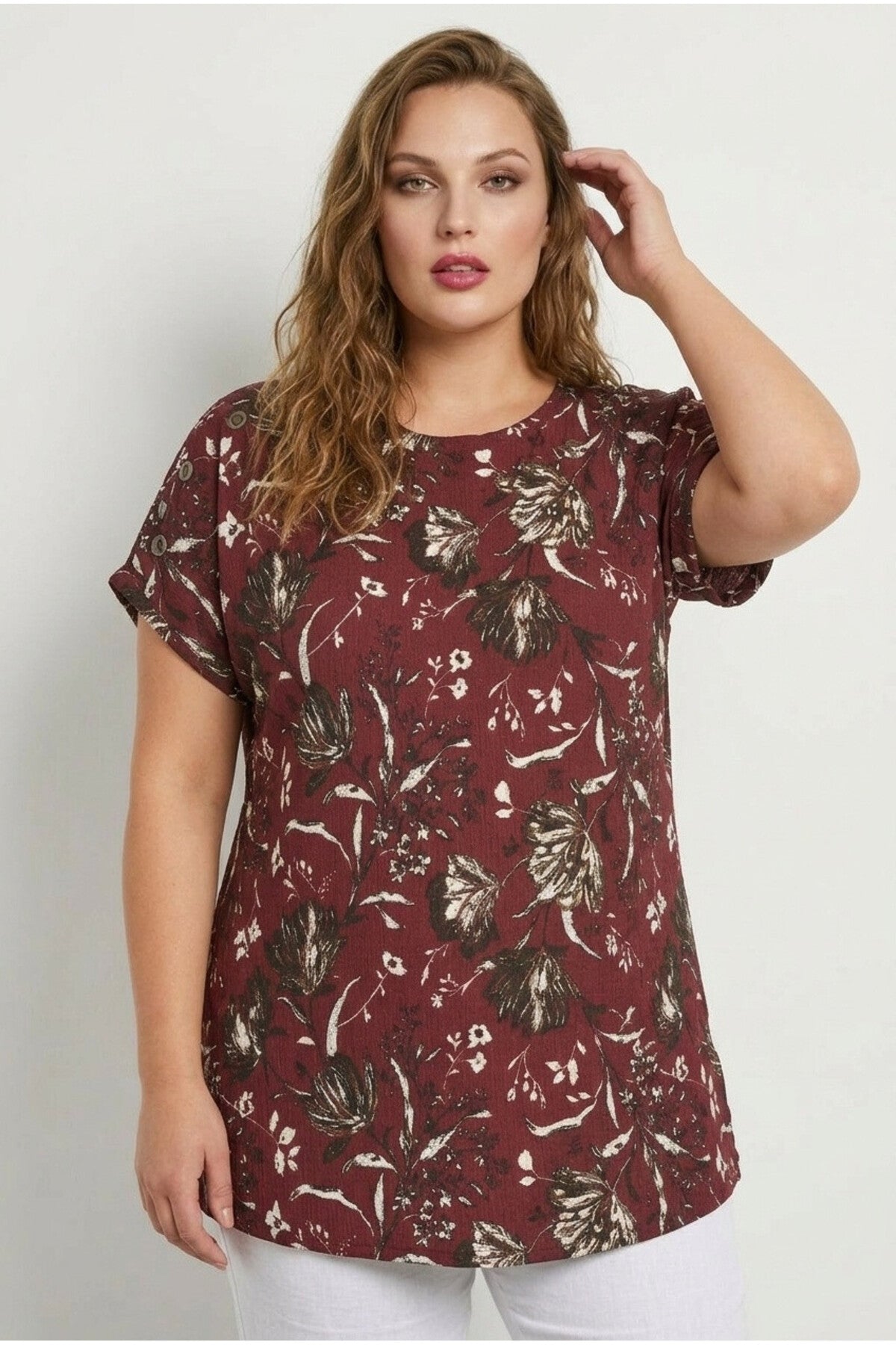 Plus Size Short Sleeve Crew Neck Printed T-shirt