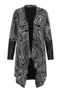 Plus Size Long Sleeve Leather Detailed Open Front Cardigan