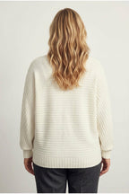 Plus Size Long Sleeve Elastic Waist Crew Neck Ribbed Sweater