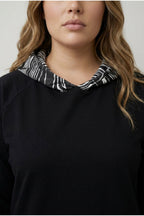 Plus Size Long Sleeve Hooded Kangaroo Pocket Side Slit Sweatshirt