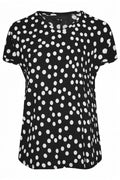 Plus Size V-Neck Short Sleeve Polka Dot Patterned Blouse