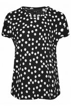 Plus Size V-Neck Short Sleeve Polka Dot Patterned Blouse