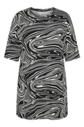 Plus Size Crew Neck Half Sleeve Patterned T-shirt with Slit Detail