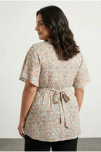 Wrap Neck Floral Blouse