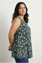 Plus Size V-Neck Sleeveless Floral Print T-shirt