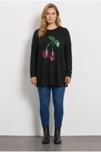 Plus Size Long Sleeve Crew Neck Sequin Tunic
