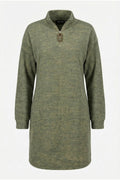Plus Size Fluffy Textured Green Midi Dress