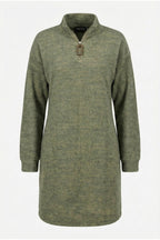 Plus Size Fluffy Textured Green Midi Dress