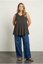 Plus Size V-Neck Sleeveless Star Patterned Blouse