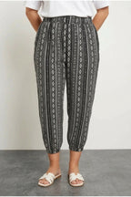 Plus Size Elastic Waist Pocketed Patterned Harem Pants