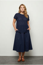 Plus Size Crew Neck Short Sleeve Lace Detail Unlined Blouse