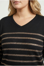 Plus Size Long Sleeve V-Neck Blouse with Elasticated Cuffs