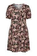 Plus Size V-Neck Short Sleeve Floral Print Mini Dress