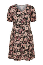 Plus Size V-Neck Short Sleeve Floral Print Mini Dress