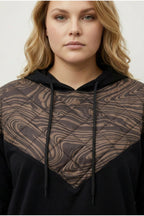 Plus Size Long Sleeve Hooded Sweatshirt with Quilted Detail